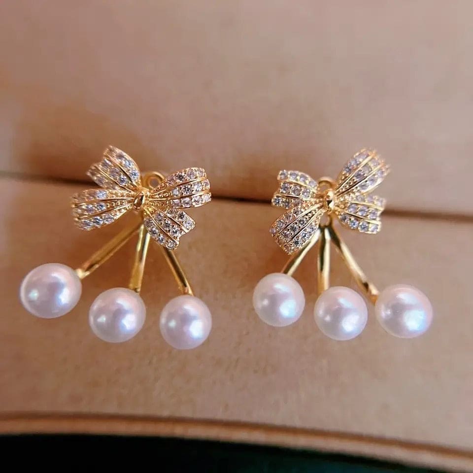 Bowknot Pearl Stud Earrings For Women, Bowknot Ear Jacket Earrings, Simulated Pearl Drop Earrings, Vintage Wedding Earrings Bowknot Pearl Stud Earrings For Women, Bowknot Ear Jacket Earrings, Simulated Pearl Drop Earrings, Vintage Wedding Earrings